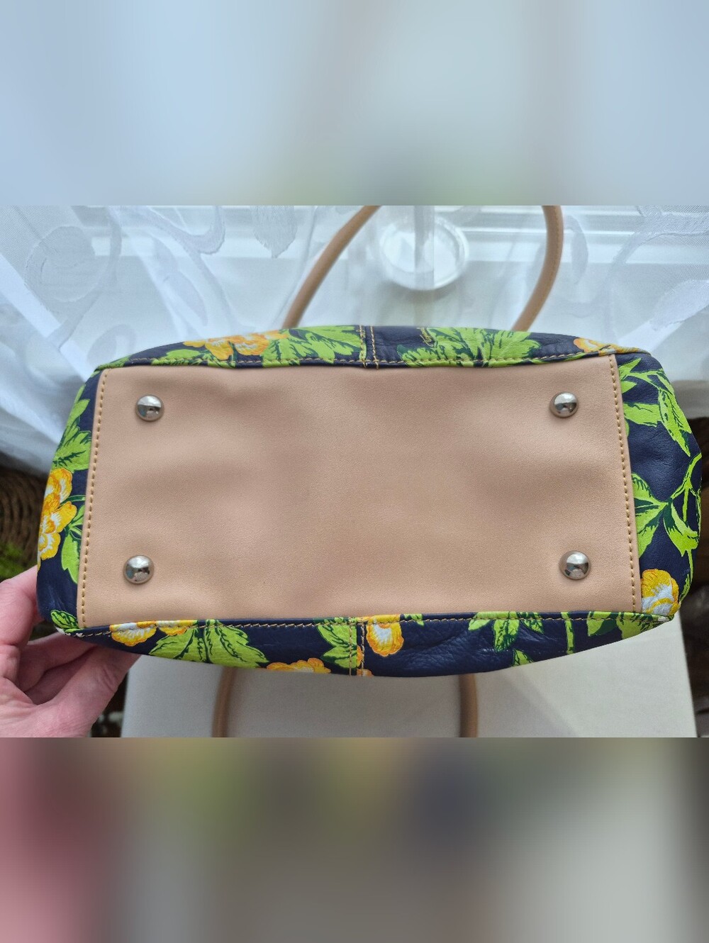Tiganello Navy Floral Leather Tote - Picture 6 of 15